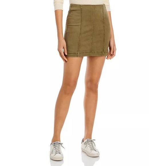 Free People Modern Femme Denim Mini Skirt Cargo Army Green  4 NWT - Picture 1 of 7